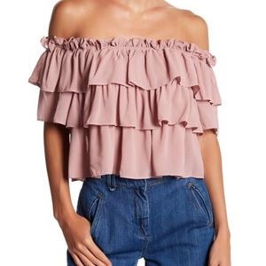 NWT WAYF Toulon Tiered Ruffle Top in Mauve